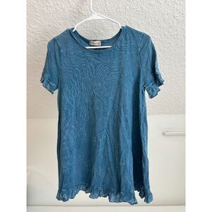Altered State Teal Washed Ruffled Tee